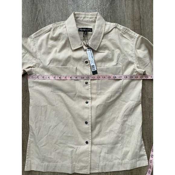Elizabeth and James Hayden Beige Button Down Shirt Jacket Small - Picture 5 of 7